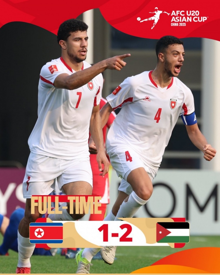  U20亞洲杯B組：朝鮮1-2不敵約旦，兩輪1分暫列B組末尾