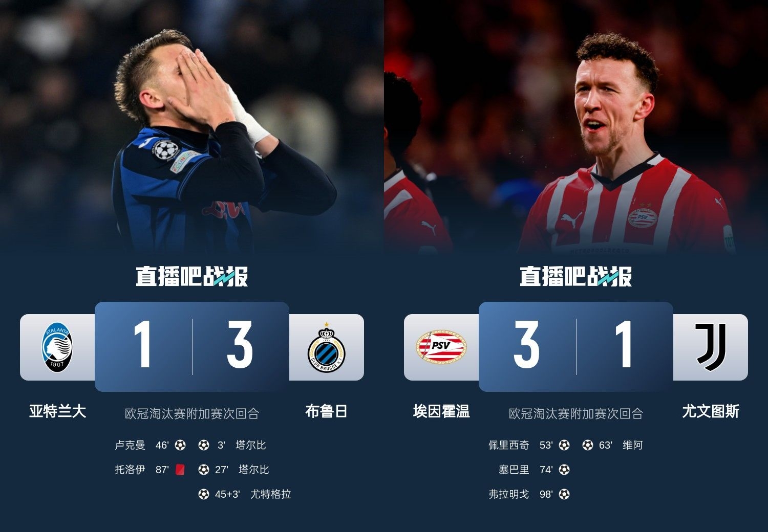  真是意甲拉垮？PSV淘汰尤文后3連敗，布魯日爆冷真藍(lán)黑后1勝難求