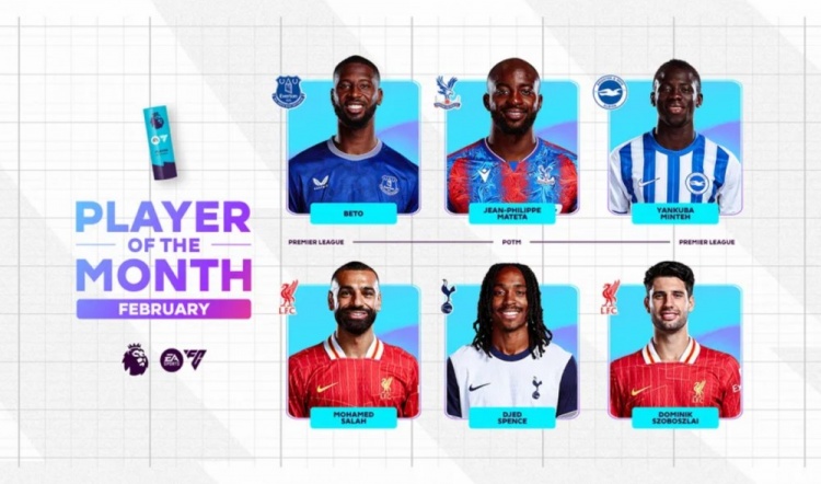  英超2月最佳候選：貝托、馬特塔、明特、薩拉赫、斯賓塞、索博
