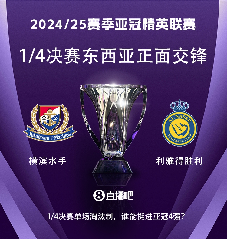  亞冠1/4決賽對(duì)陣：利雅得勝利vs橫濱水手，C羅vs安德森-洛佩斯！
