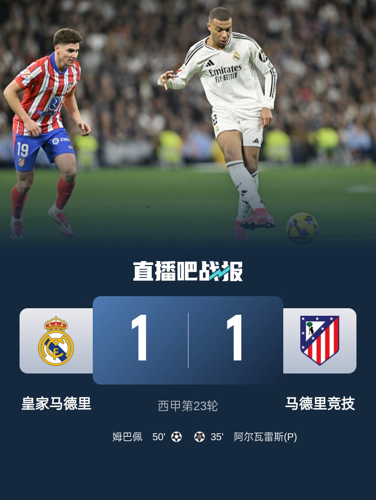  4平1負(fù)！皇馬聯(lián)賽對(duì)馬競(jìng)已5場(chǎng)不勝，4次戰(zhàn)成1-1
